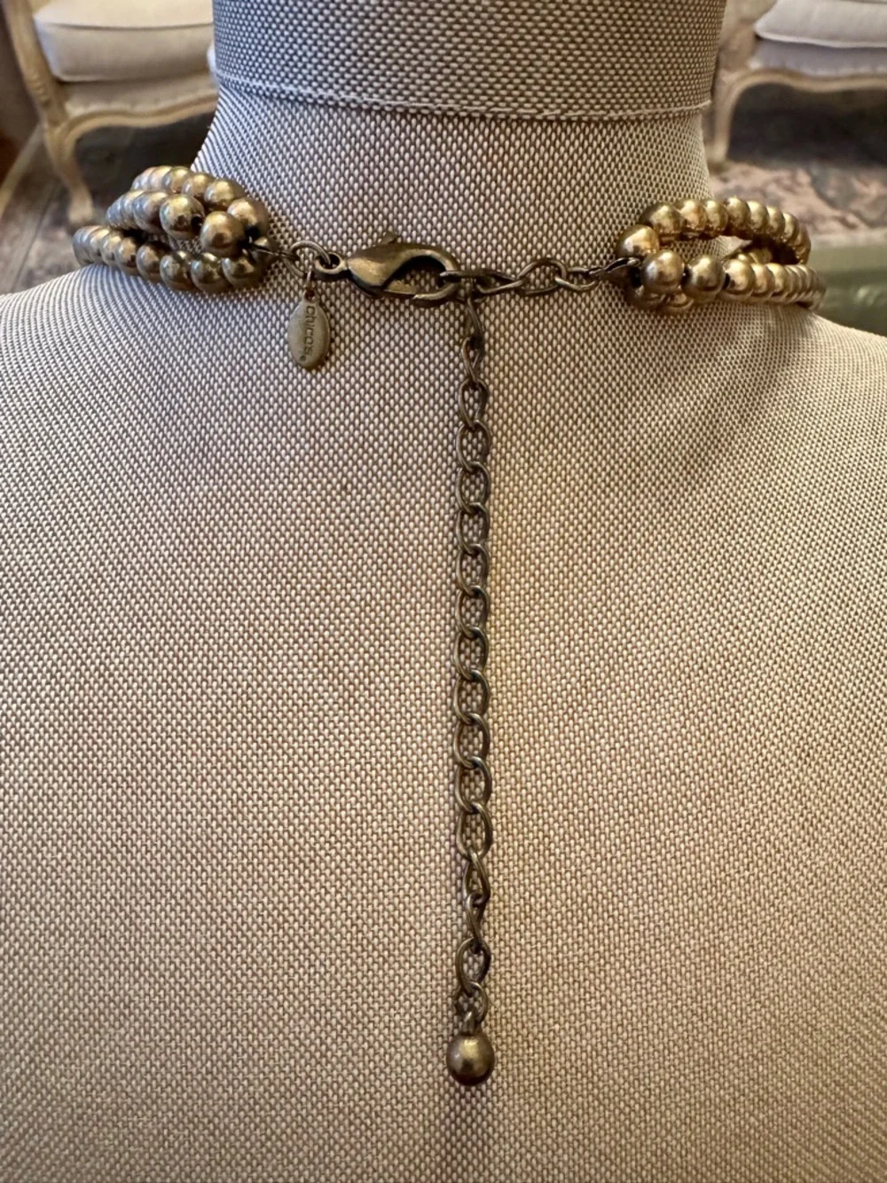 Chico’s Gold Multi-Strand Beaded Necklace 20” With 5” Extender - Picture 3 of 4